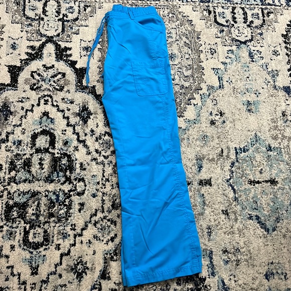 💰 3 for $25 🏷 Women NRG by Barco Stretch Turquoise Blue Scrub Pants sz Small - Picture 5 of 16